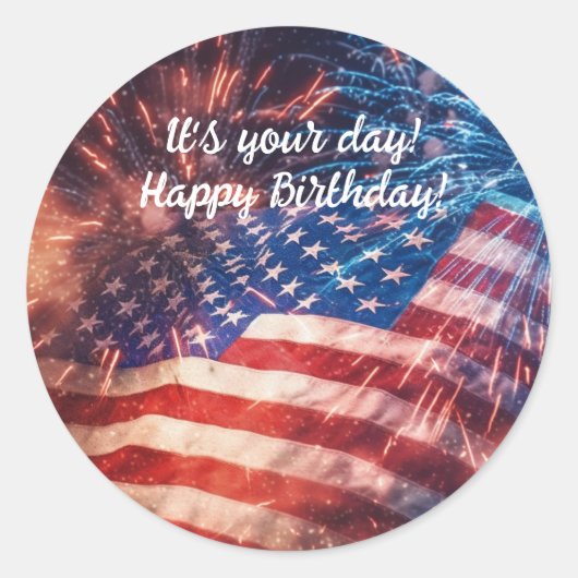 愛国的ハッピーバースデー ラウンドシール (正面)