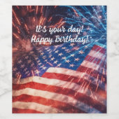 愛国的ハッピーバースデー ワインラベル (シングルラベル)