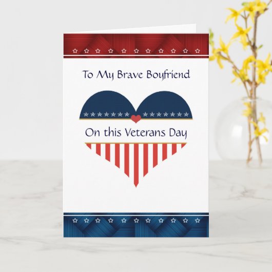 愛国的ハートボーイフレンド退役軍人デイカード カード (黄色い花)