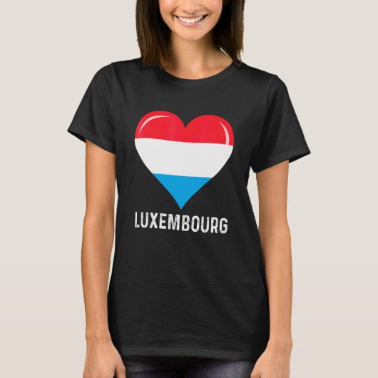 愛国的ハートルクセンブルク国旗のレトロ 動揺して Tシャツ (正面)