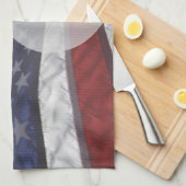 愛国的ハート国旗、軍隊謝意 キッチンタオル (四つ折り)