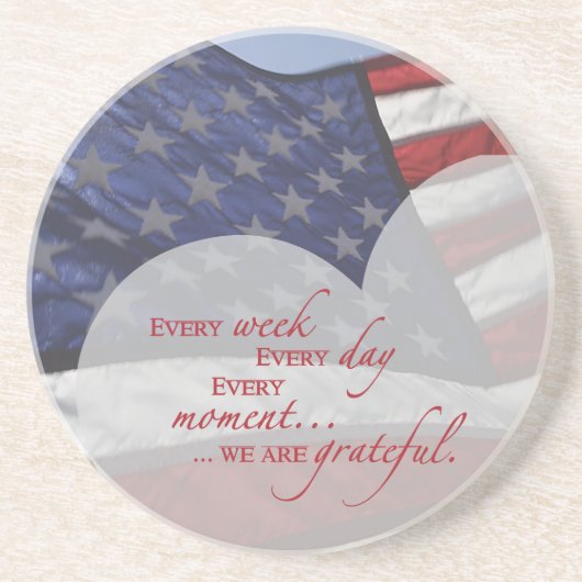 愛国的ハート国旗、軍隊謝意 コースター (正面)