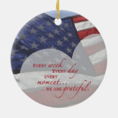 愛国的ハート国旗、軍隊謝意 セラミックオーナメント (裏面)