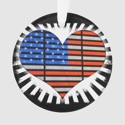 愛国的ハート米国国旗 オーナメント (正面)