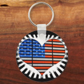 愛国的ハート米国国旗 キーホルダー (正面)