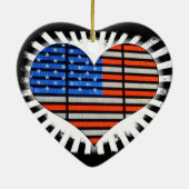 愛国的ハート米国国旗 セラミックオーナメント (裏面)