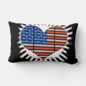 愛国的ハート米国国旗 ランバークッション (裏面)