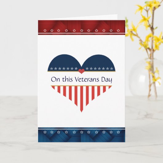 愛国的ハート退役軍人の日のグリーティングカード カード (黄色い花)