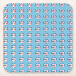 愛国的ハート スクエアペーパーコースター