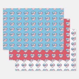 愛国的ハート ラッピングペーパーシート