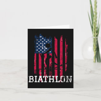 愛国的バイアスロンアスリートアメリカ国旗のスキートウィント カード