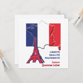 愛国的バスティーユフランスのー日国旗 カード