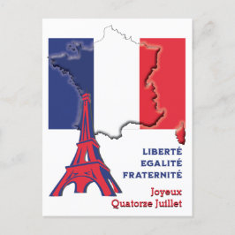 愛国的バスティーユフランスのー日国旗 ポストカード