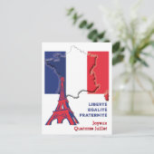 愛国的バスティーユフランスのー日国旗 ポストカード (スタンド正面)
