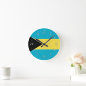 愛国的バハマ国旗 ラウンド壁時計 (ホーム)