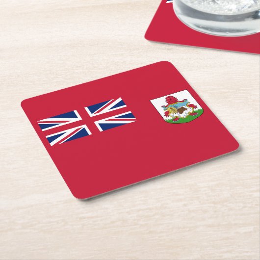 愛国的バミューダ国旗 スクエアペーパーコースター (アングル)