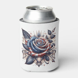 愛国的バラとアメリカ国旗の独立記念日 缶クーラー