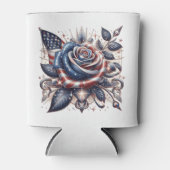 愛国的バラとアメリカ国旗の独立記念日 缶クーラー (正面)