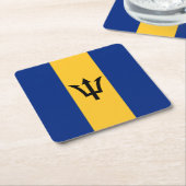 愛国的バルバドス国旗 スクエアペーパーコースター (アングル)