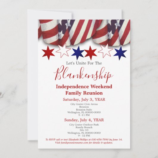 愛国的バンティンファミリー懇親会テンプレート 招待状 (正面)