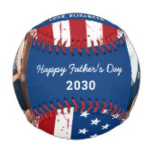 愛国的パパハッピー父の日のカスタム2写真 野球ボール (正面)