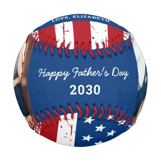 愛国的パパハッピー父の日のカスタム2写真 野球ボール (正面)