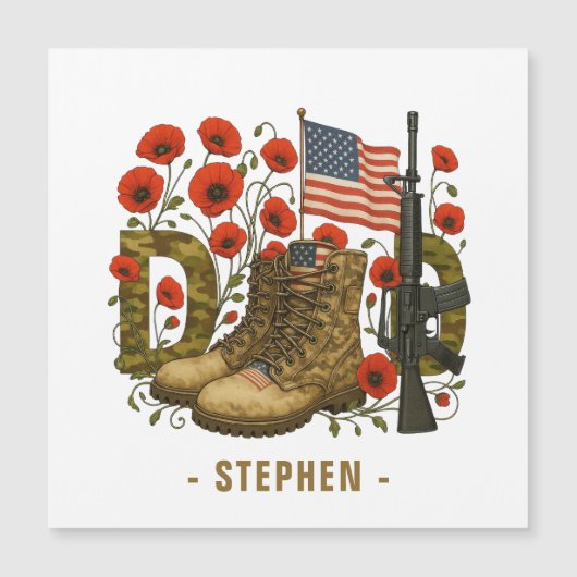 愛国的パパ – 戦闘用ブーツ付き米国国旗 (正面)