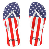 愛国的パーソナライズされたなアメリカ国旗のビーチサンダル ビーチサンダル (ソール)