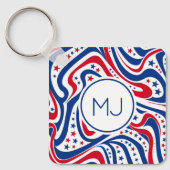愛国的パーソナライズされたなアメリカ国旗の色 キーホルダー (正面)