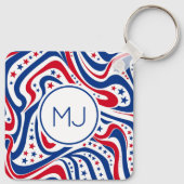 愛国的パーソナライズされたなアメリカ国旗の色 キーホルダー (裏面)