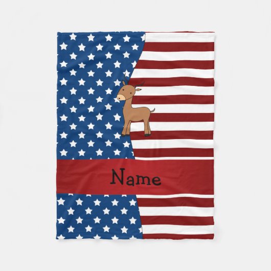 愛国的パーソナライズされたなインパラと呼ぶ フリースブランケット (正面)