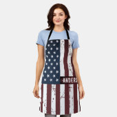 愛国的パーソナライズされたなスターストライプズ米国国旗 エプロン (着用した状態)