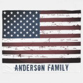 愛国的パーソナライズされたなスターストライプズ米国国旗 フリースブランケット (正面(横))