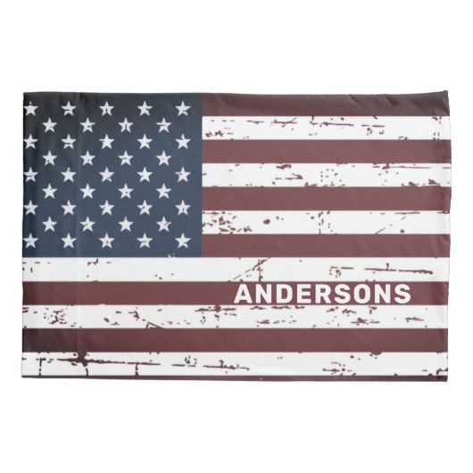 愛国的パーソナライズされたなスターストライプズ米国国旗 枕カバー (裏面)