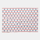 愛国的パーソナライズされたな星と縞模様 キッチンタオル (横)