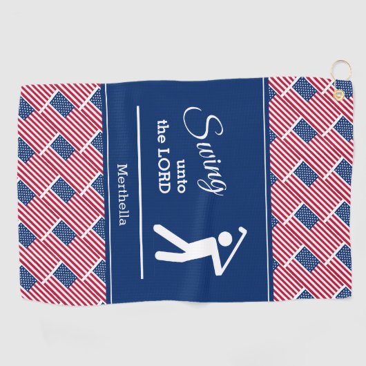 愛国的パーソナライズされたな米国国旗 ゴルフタオル (横)