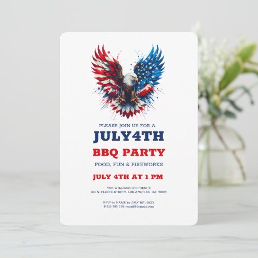 愛国的パーソナライズされたアメリカはっきりしたイーグル招待状 招待状 (スタンド正面)