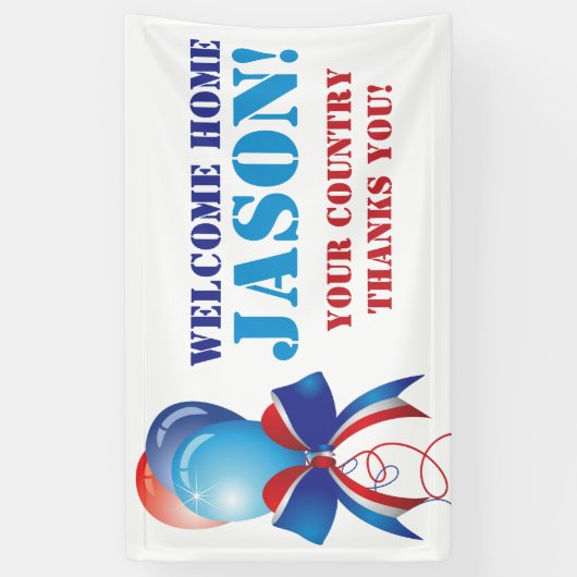 愛国的パーソナライズされたウェルカムホーム軍隊 横断幕 (縦)