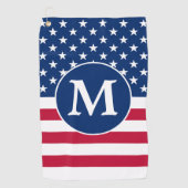 愛国的パーソナライズされたモノグラム米国国旗 ゴルフタオル (正面)