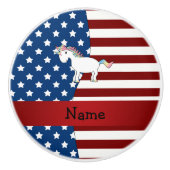 愛国的パーソナライズされたユニコーンと呼ぶ セラミックノブ (正面)