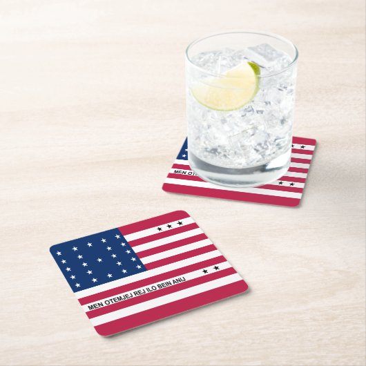 愛国的ビキニ国旗 スクエアペーパーコースター (インサイチュ)