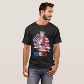 愛国的ピットブルアメリカ国旗 Tシャツ (正面フル)