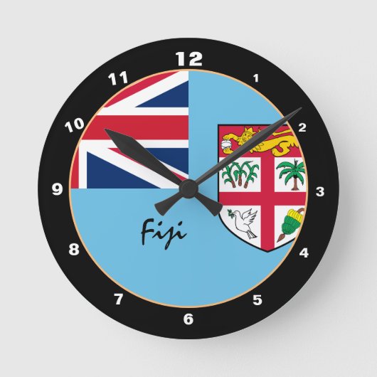 愛国的フィジー国旗、フィジートレンディーホーム/デザイン ラウンド壁時計 (正面)