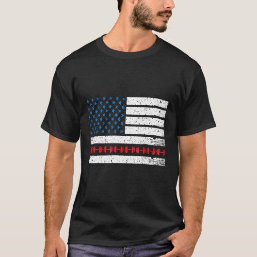 愛国的フィットネストレーナーアメリカ国旗Bodybu Tシャツ (正面)