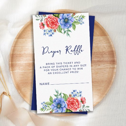 愛国的フローラ赤白青おむつラッフルベビー エンクロージャーカード