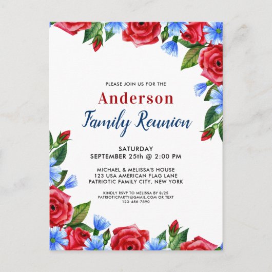 愛国的フローラ赤白青ファミリー懇親会 インビテーションポストカード (正面)