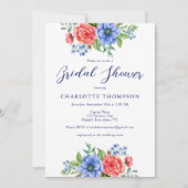 愛国的フローラ赤白青ブライダルシャワー 招待状 (正面)