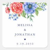 愛国的フローラ赤白青7月結婚4日 スクエアシール (正面)