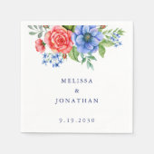 愛国的フローラ赤白青7月結婚4日 スタンダードカクテルナプキン (正面)