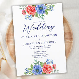 愛国的フローラ赤白青7月結婚4日 招待状